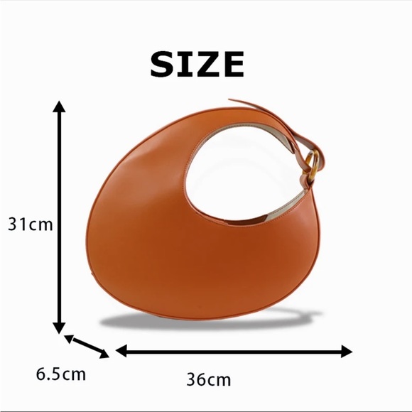 New Retro designer half moon tote bag | brown tan - Picture 5 of 16